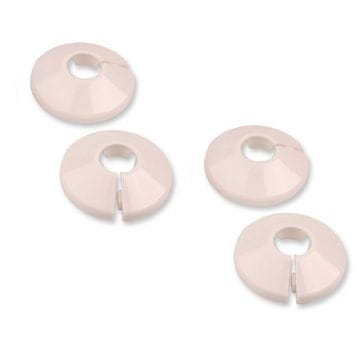 shumee 2 kosa x 2 beli rozeti (plastični ovratnik za prekrivanje cevi radiatorja) 28 mm