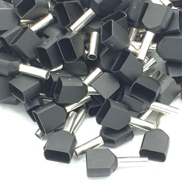 shumee 100 kosov 1,5 mm črnih dvojnih objemnih tulcev za izolirane končne sponke