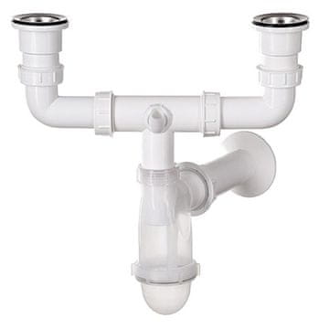 shumee Dvojni prozorni sifon za pomivalno korito + priključek za pomivalni stroj