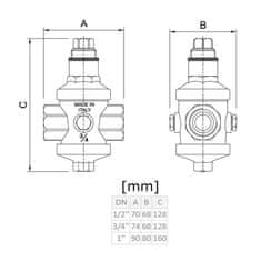 Invena Redukcijski ventil tlaka 1/2” GW nastavljiv 0,5-5 barov