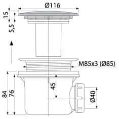 shumee Sifon za tuš 90 mm, barva antične medenine