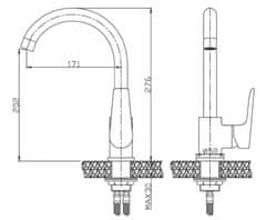 shumee Dokos prostostoječa armatura za umivalnik, grafit/krom