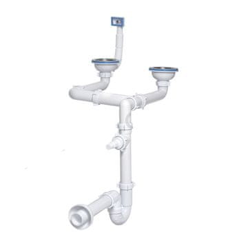 shumee Dvojni sifon za umivalnik 115 mm, nastavljiva višina, tip "U", s prelivom