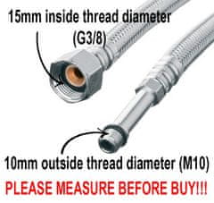 shumee Fleksibilna jeklena pletena cev 3/8”xM10, dolžina 30 cm