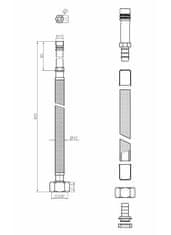 shumee Črna najlonska pletena cev M10x3/8"", dolžina 40 cm