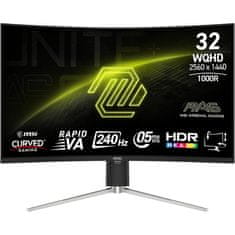 MSI Zaslon MAG 325CQRXF E2 31.5" / WQHD / 240Hz / 0.5ms (GtG) / ukrivljen / črn - nastavljiv po višini - PD 15W