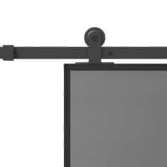 Vidaxl Drsna vrata z opremo 76x205 cm kaljeno steklo in aluminij