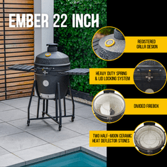 GRLLR Ember Kamado Classic 22" Built In - Matt Black