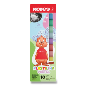 Kores Glina za modeliranje Pastel - 10 barv, v škatli 200 g