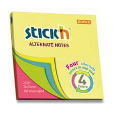 HOPAX Stick'n Alternate Neon Notes - 76 x 76 mm, 100 listov