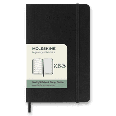 Moleskine 18-mesečni dnevnik 2025-26 - mehke platnice, S, tedenski - črn