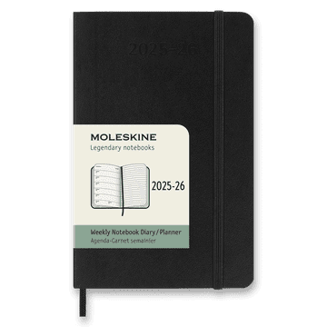 Moleskine 18-mesečni dnevnik 2025-26 - mehke platnice, S, tedenski - črn