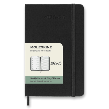 Moleskine 18-mesečni dnevnik 2025-26 - trda vezava, S tedenski - črn