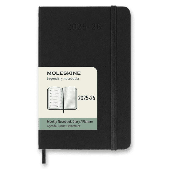 Moleskine 18-mesečni dnevnik 2024 - 25 - trda vezava, S tedenski - črn