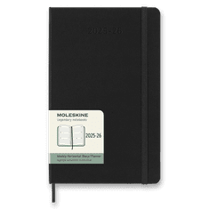 Moleskine 18-mesečni dnevnik 2025-26 - trda vezava - L, tedenski, vodoraven, črn