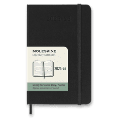 Moleskine 18-mesečni dnevnik 2025-26 - trda vezava - S, tedenski, vodoraven, črn