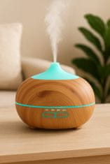 Ruhhy Aroma difuzor 400 ml | Ultrazvočni difuzor z LED svetlobo in daljincem – svetlo rjav lesni videz