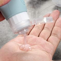 Potovalne stekleničke za kozmetiko –dovoljeno za ročno prtljago, 4x 90 ml silikonske posodice s prozorno torbico, neprepustne in stisljive_TUBYGRAY