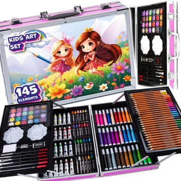 MG Art Suitcase Fairy set za slikanje v kovčku za otroke 145ks, roza