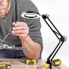 MG Repair Lamp LED namizna svetilka s povečevalnim steklom 12W, črna