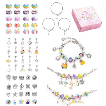 JOJOY® Set za izdelavo nakita, Set za zapestnice, Ustvarjalni set (60 obeskov) | FUNBRACE