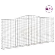 Vidaxl Obokane gabion košare 25 kos 400x30x180/200 cm pocinkano železo