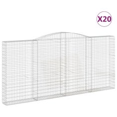 Vidaxl Obokane gabion košare 20 kos 400x30x180/200 cm pocinkano železo