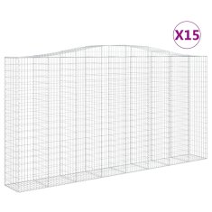 Vidaxl Obokane gabion košare 15kosov 400x50x200/220cm pocinkano železo