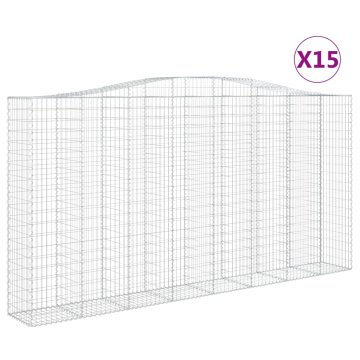Vidaxl Obokane gabion košare 15kosov 400x50x200/220cm pocinkano železo