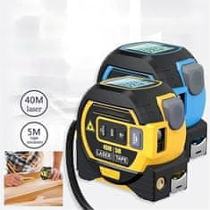 Netscroll Digitalni meter 3v1 z laserskim dosegom 40 m, meter z klasičnim trakom 5 m in LCD zaslonom za natančne meritve, 6 načinov merjenja z laserjem, spomin 20 meritev, DigiMeter