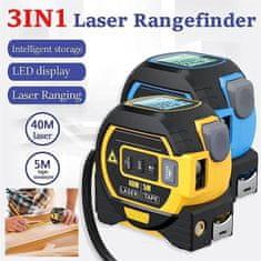 Netscroll Digitalni meter 3v1 z laserskim dosegom 40 m, meter z klasičnim trakom 5 m in LCD zaslonom za natančne meritve, 6 načinov merjenja z laserjem, spomin 20 meritev, DigiMeter
