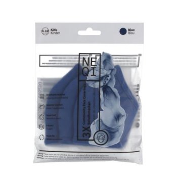 NEQI Kids Community Face Coverings 6-10 Years Blue zaščitna maska 3 kos