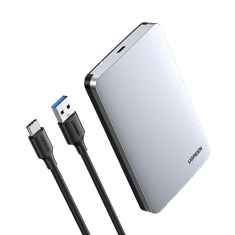 Ugreen 2.5 SATA ohišje za disk srebrn + USB-C-USB-A kabel - box