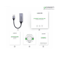 Ugreen USB 3.0 Gigabit Ethernet Adapter mrežna kartica siv - box