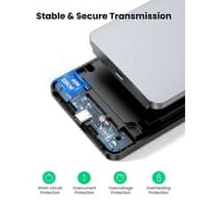 Ugreen 2.5 SATA ohišje za disk srebrn + USB-C-USB-A kabel - box