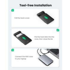 Ugreen 2.5 SATA ohišje za disk srebrn + USB-C-USB-A kabel - box