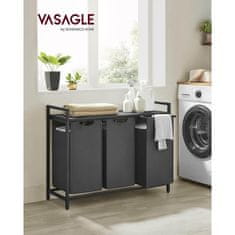 VASAGLE Košara za perilo s 3 predelki, črna, BLH301G01