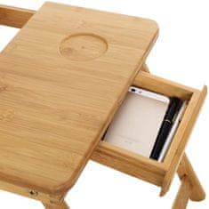 Miza za prenosnik Bamboo s predalom 55 x 35 x (21 - 29) cm naravna, LLD002