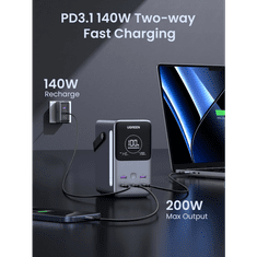 Ugreen Prenosna polnilna baterija 48.000mAh, 300W s pametnim digitalnim zaslonom