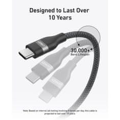 Anker Pleteni USB-C na USB-C kabel 240 W, 1,8m, črn