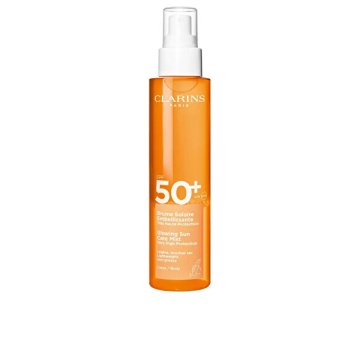 Clarins Sončna meglica za telo SPF 50+ Glowing (meglica za telo za sončenje) 150 ml
