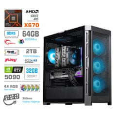 MEGA Računalnik TWR S11 R9-9900X3D/RTX5090/64GB-DDR5/2TB-4.0/1050W/Brez OS/črna RGB