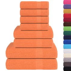 Vidaxl Komplet brisač 8-delni oranžna 360 gsm 100% bombaž