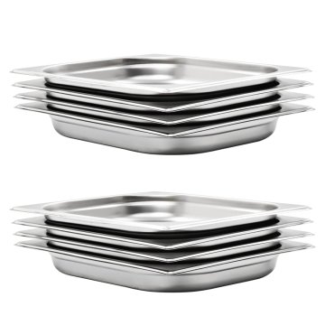 Vidaxl Gastronomske posode 8 kosov GN 1/2 40 mm nerjaveče jeklo