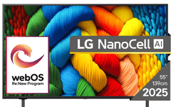 LG NANO80 AI televizor, 139 cm, 4K (55NANO80A3B.AEU)