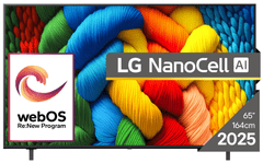 LG NANO80 AI televizor, 165 cm, 4K (65NANO80A3B.AEU)