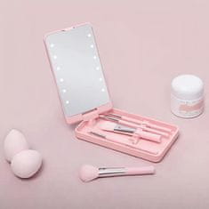 Bodybite Mini komplet čopičev z LED ogledalom | GLOBRISTIC Roza