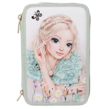 Top Model Třípatrový penál s výbavou Summer Feeling, June, June, zelený, s květinami