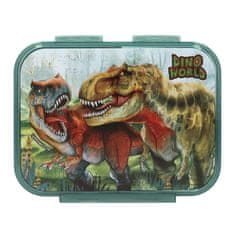 Dino World Svačinový box Bite, T-Rex, Dva T-Rexové, zelený, s přihrádkami