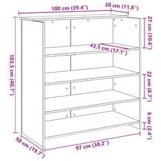 Vidaxl Sprejemna miza starinski les 100x50x103,5 cm inženirski les